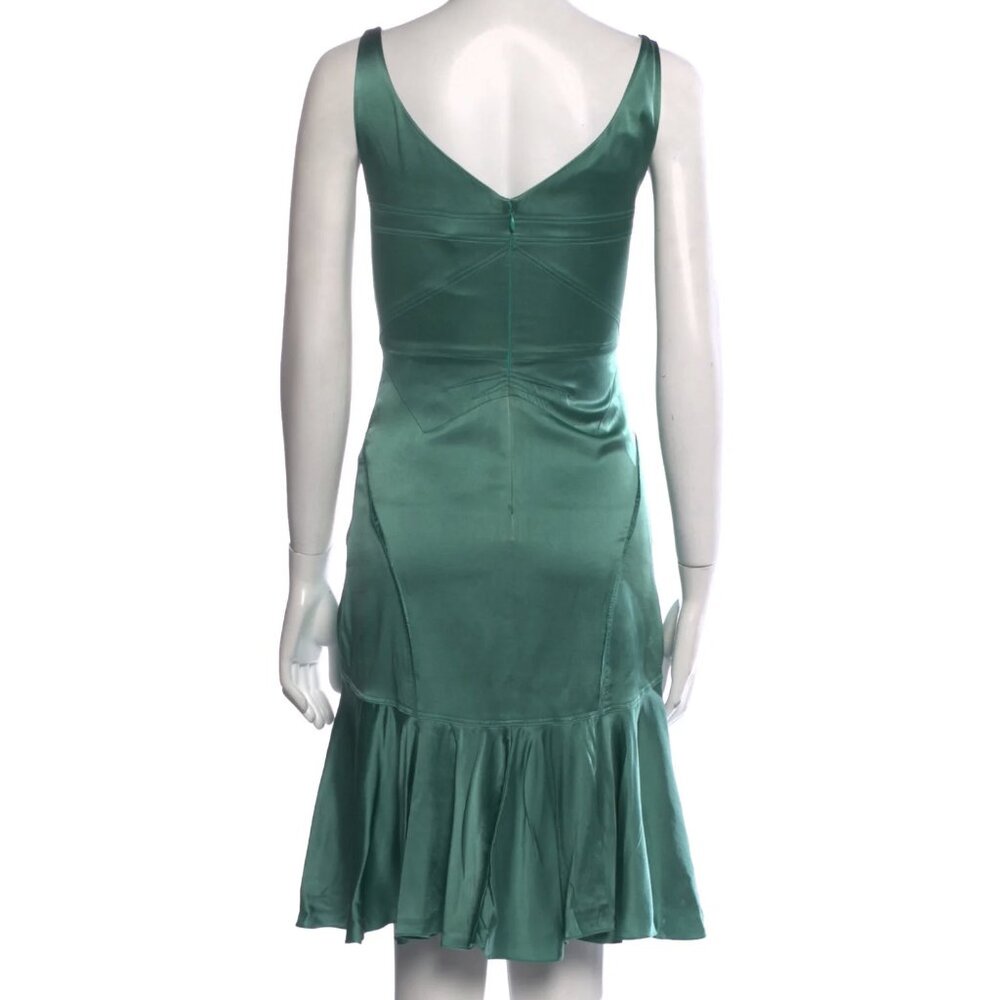 Zac Posen Vintage Green Silk Midi Dress in Size 4 - Picture 2 of 8